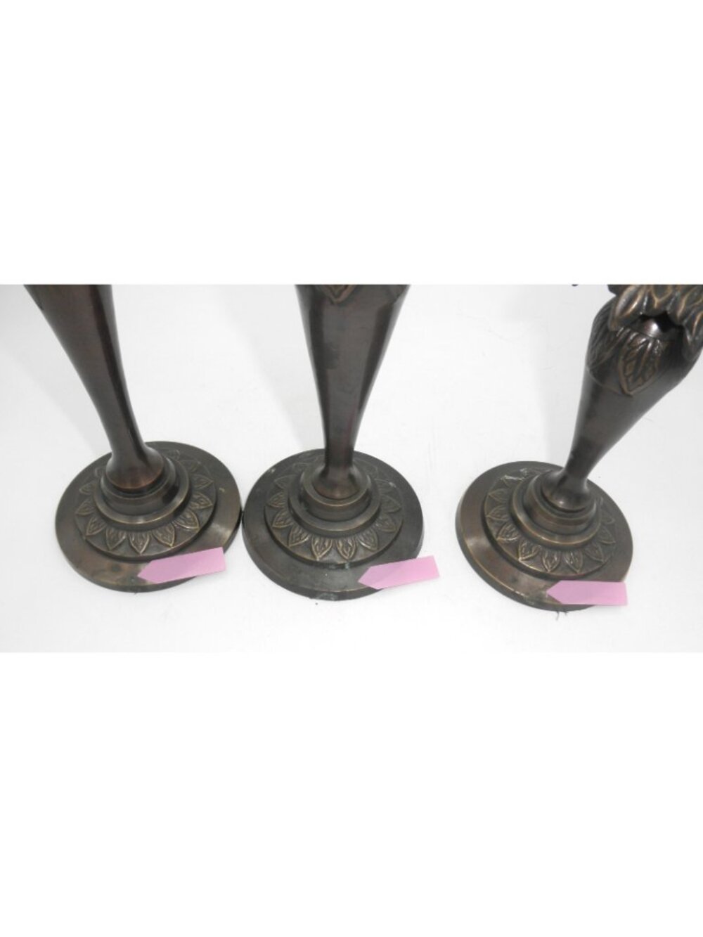 Bronze Tone Elegant Vintage Graduated Metal Candlestick Holders Set of 3 - Picture 4 of 9